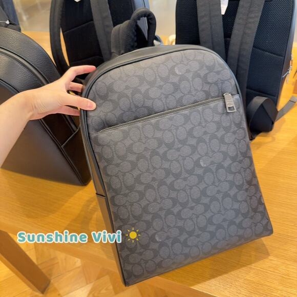 NWT Coach Men's Owen Backpack In Signature Canvas Gunmetal/Charcoal/Black CAJ90 - Picture 1 of 8